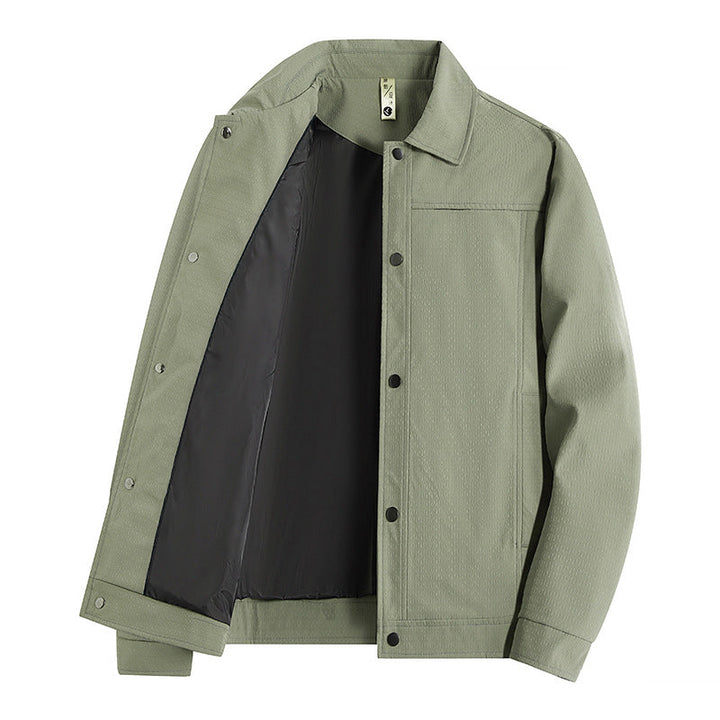 Męski Light Transitional Kurtka w Roboczy Styl z Microstructured Twill Stylizacja i Snap Guzik Placket