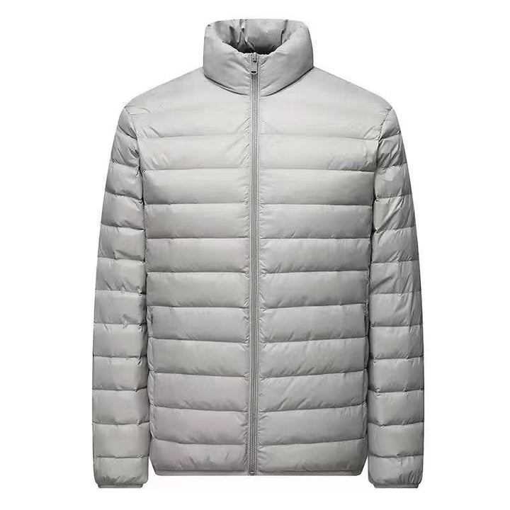 Męska ultra-lekka packable micro pikowana kurtka z stójką, ocieplana wsulation i wwd-resistant shell