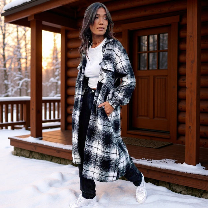 Damska długaline Check Overshirt z oversize Cut i klapką kieszeniami Lumaza