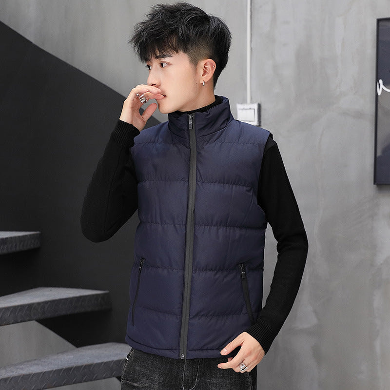Męski pikowany termiczny waistcoat z kołnierz ze stójką i zippered kieszenie