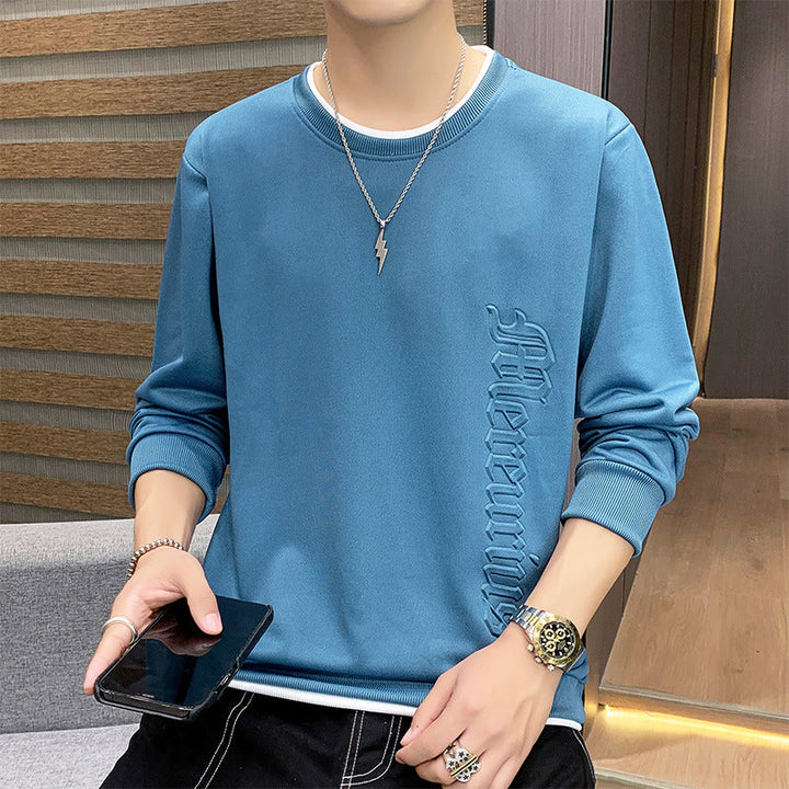 Męska Oversize Bluza z Prążkowane mankiety i Embossed Boczny Print