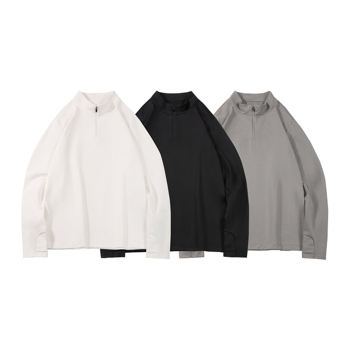 Herren Langärmeliges Halbzip-Bluza mit Stehkragen und weitem Schnitt aus technischem Jersey