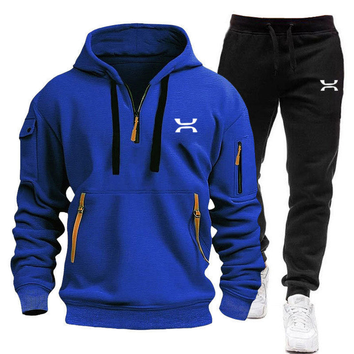 Męska Sportowa Bluza z kapturem i Tracksuit Set z Funkcjonalny Kieszenie i Sportowa Krój