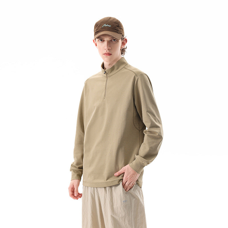 Męska Oversize Krótki zamek Bluza z Stójka i Boczny Kieszenie na zamek