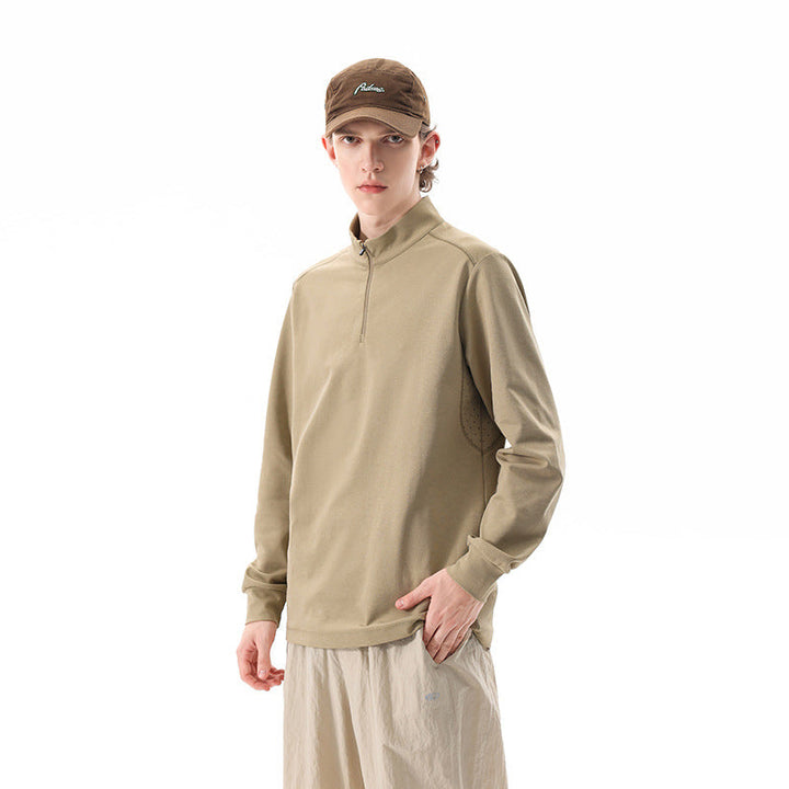 Męska Oversize Krótki zamek Bluza z Stójka i Boczny Kieszenie na zamek