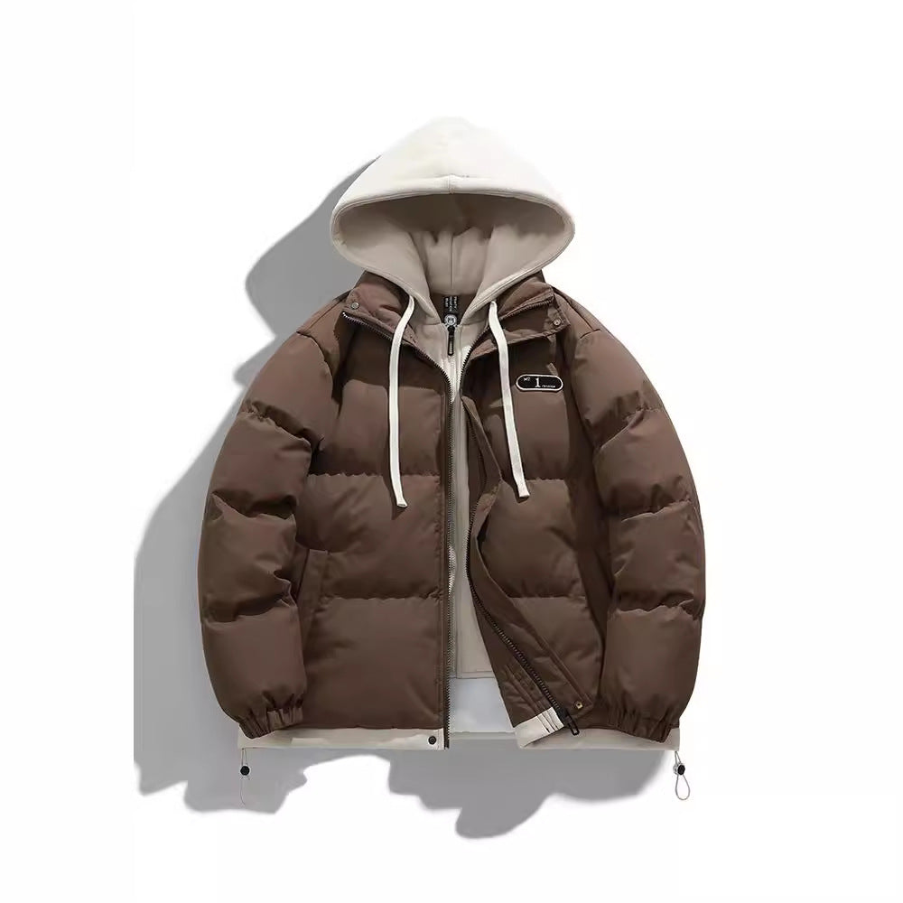 Męska Two-warstwa pikowana kurtka z Removable fleece kapturem i termiczny wsulation