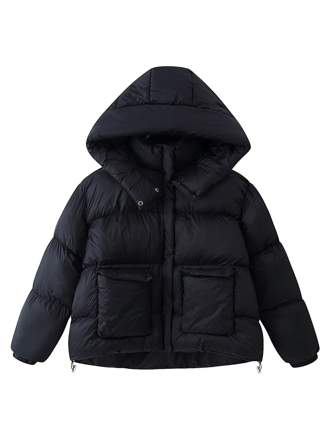 Damska pikowana oversize Parka z XXL Hood i klapką kieszeniami Lumaza