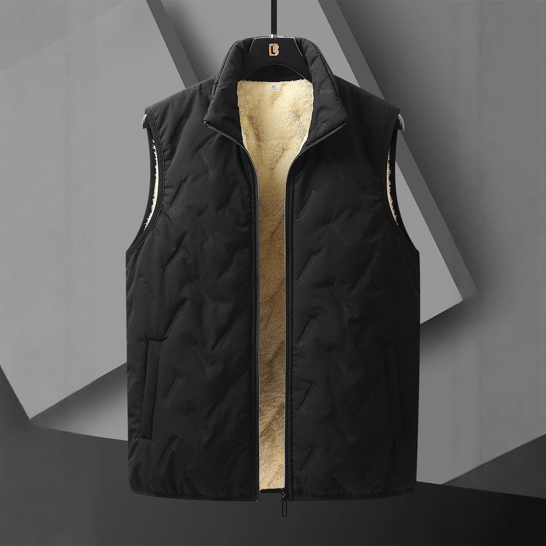 Męski Reversible Termiczny Kamizelka pikowana z Ocieplający Teddy Podszewka &amp; High Neck Stójka