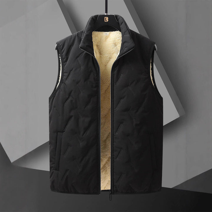 Męski Reversible Termiczny Kamizelka pikowana z Ocieplający Teddy Podszewka &amp; High Neck Stójka