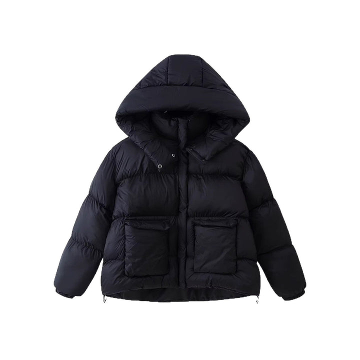 Damska pikowana oversize Parka z XXL Hood i klapką kieszeniami Lumaza