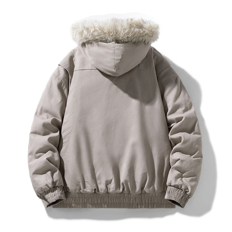 Kurtka pikowana unisex ze sztucznym futrem wodoodporna wiatroszczelna