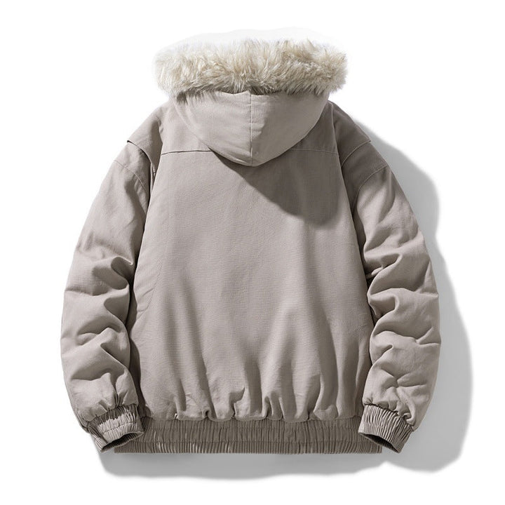 Kurtka pikowana unisex ze sztucznym futrem wodoodporna wiatroszczelna