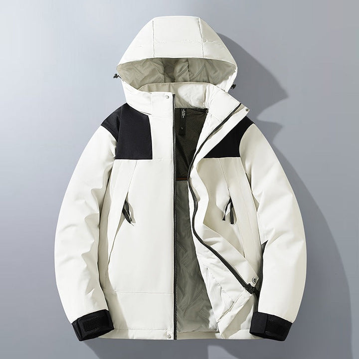 Męska wodoodporny Wwter parka z kapturem, termiczny wsulation i Contrastwg Shoulder Panels