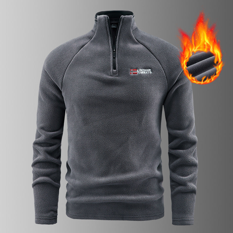 Męska warming microfleece pulower z krótki zamek, ergonomic raglanowy Rękawy, i przytulny interior structure