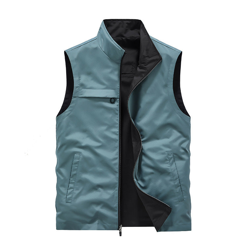 Męski Bez rękawów Softshell Kamizelka użytkowa z High Stójka, Two-Way Zamek i Ukryty Kieszenie