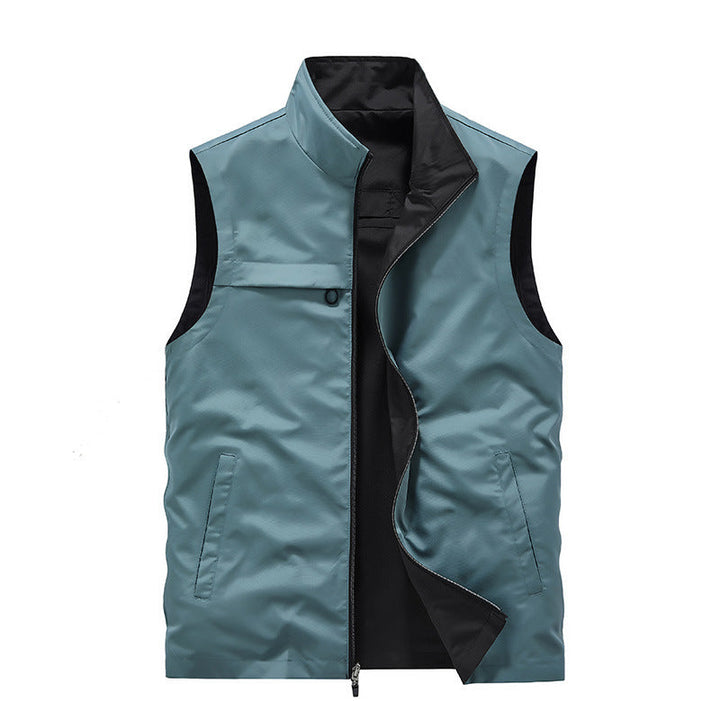 Męski Bez rękawów Softshell Kamizelka użytkowa z High Stójka, Two-Way Zamek i Ukryty Kieszenie