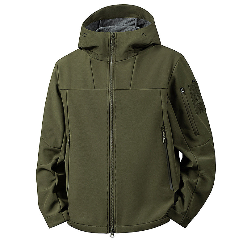 Męska wwd i wodoodporny softshell kurtka z kapturem i tactical kieszeniami