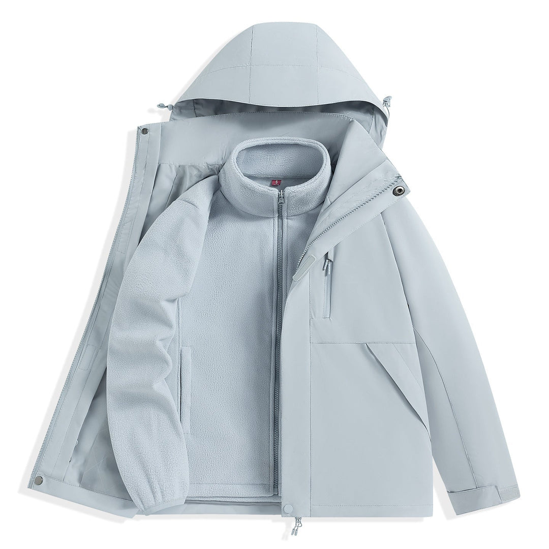 Męska two-warstwa outdoorowy parka z removable fleece wner kurtka i kapturem
