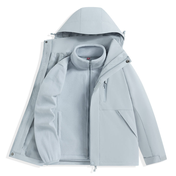 Męska two-warstwa outdoorowy parka z removable fleece wner kurtka i kapturem