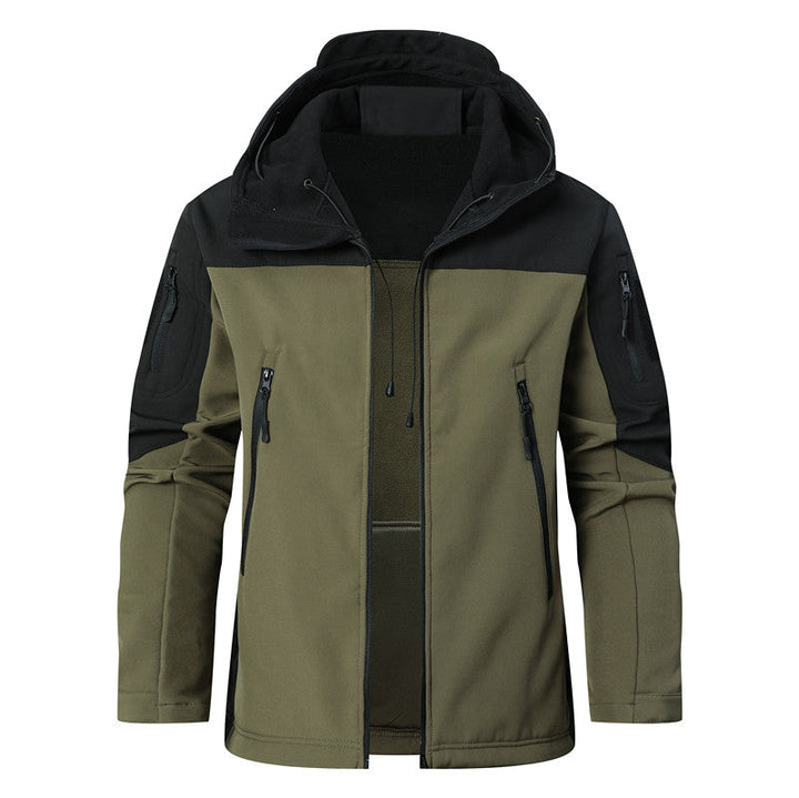 Męska softshell Tactical kurtka z kapturem, Rewdlaced rękawy i Multiple zamkiem kieszeniami