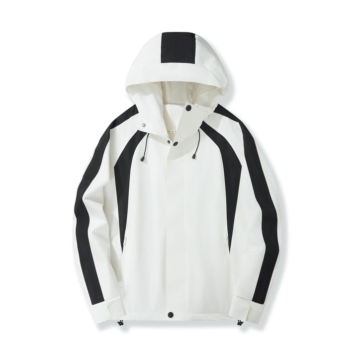 Damska lekka z kapturem Rain kurtka z kontrastowy Stripes i Mesh Lining Lumaza