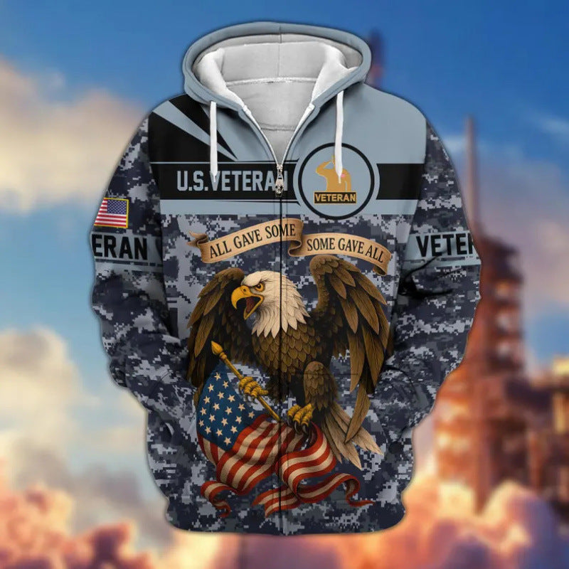 Męska bluza z kapturem z American veteran motif