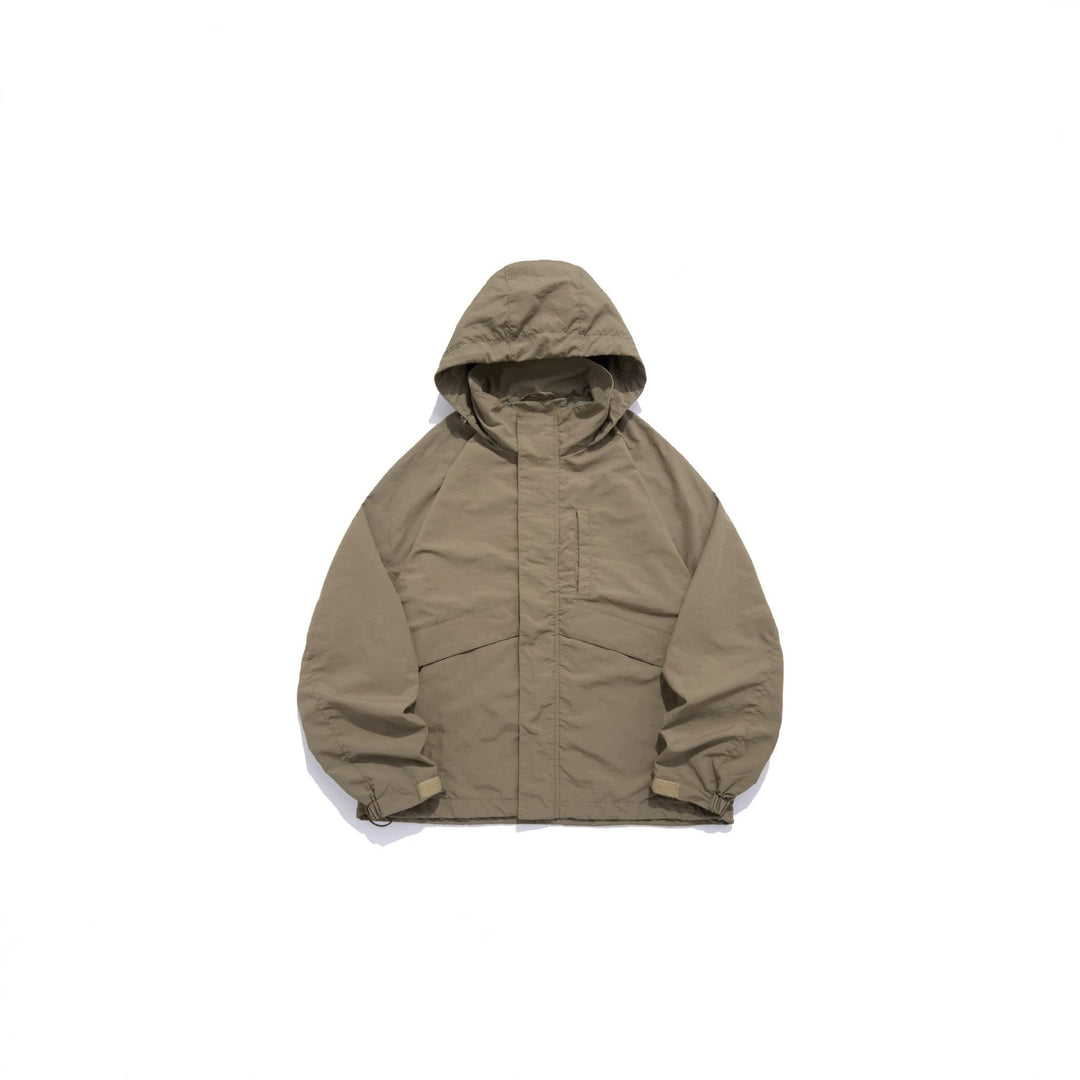 Unisex Szeroki wodoodporna z kapturem parka z ukryty zamek flap i kieszenie z klapkami