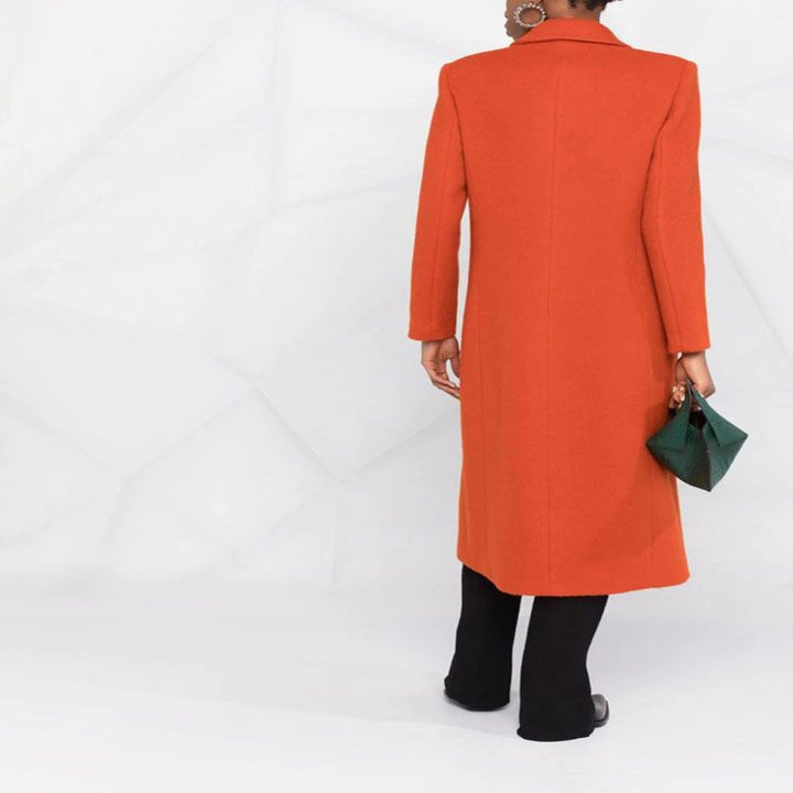 Damska Maxi-Length mieszanka wełny długa płaszcz z dopasowana Seam Design i Hidden kieszeniami Lumaza