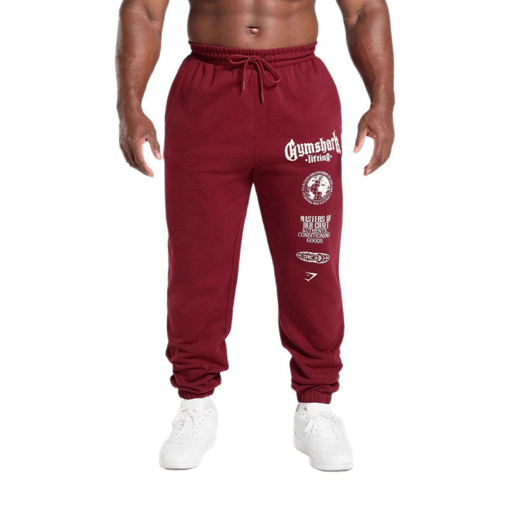 Męska tapered bawełna polar sweatpants z elastyczny ściągacz waistband, prążkowany nogawka otwory, i large logo print