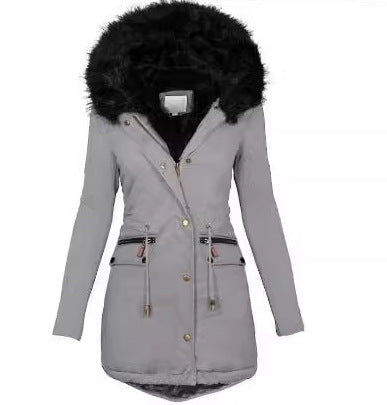 Damska dopasowana-krój termiczna Parka z voluminous faux fur hood i ściągaczem Lumaza