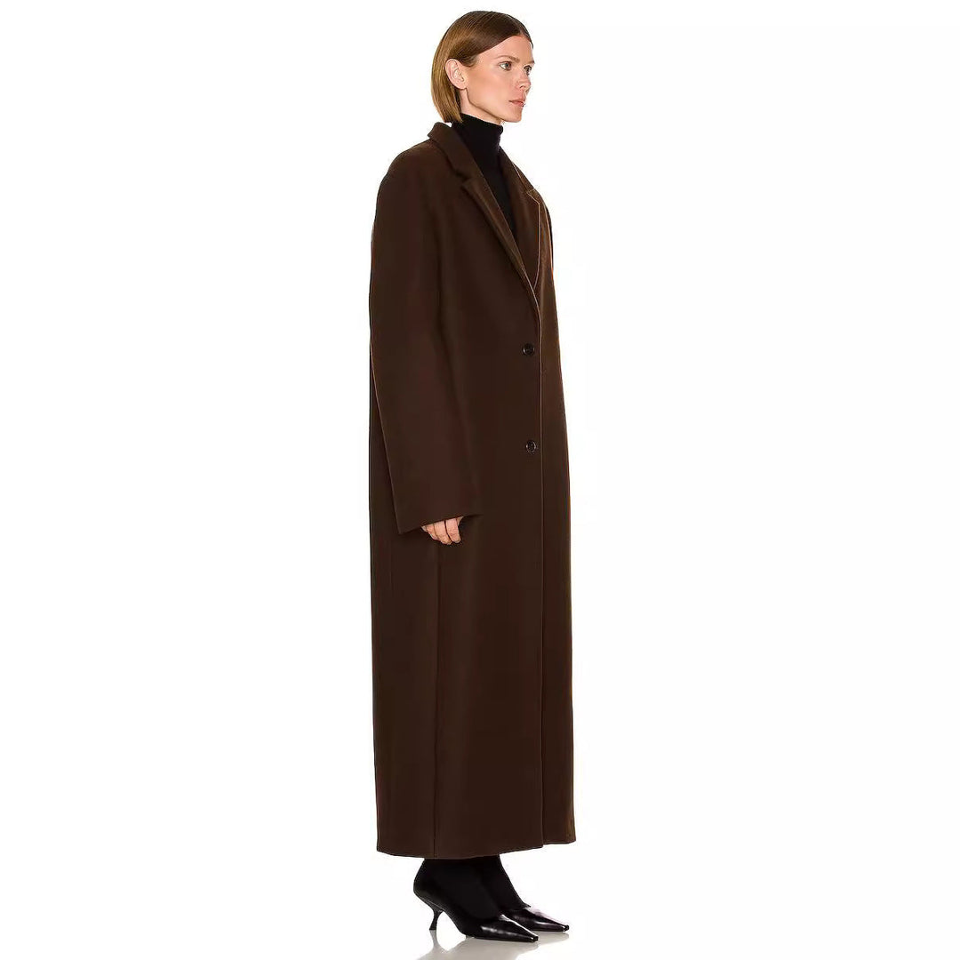 Damska Maximal One-guzikami płaszcz in oversize Cut z Classic Lapel Lumaza