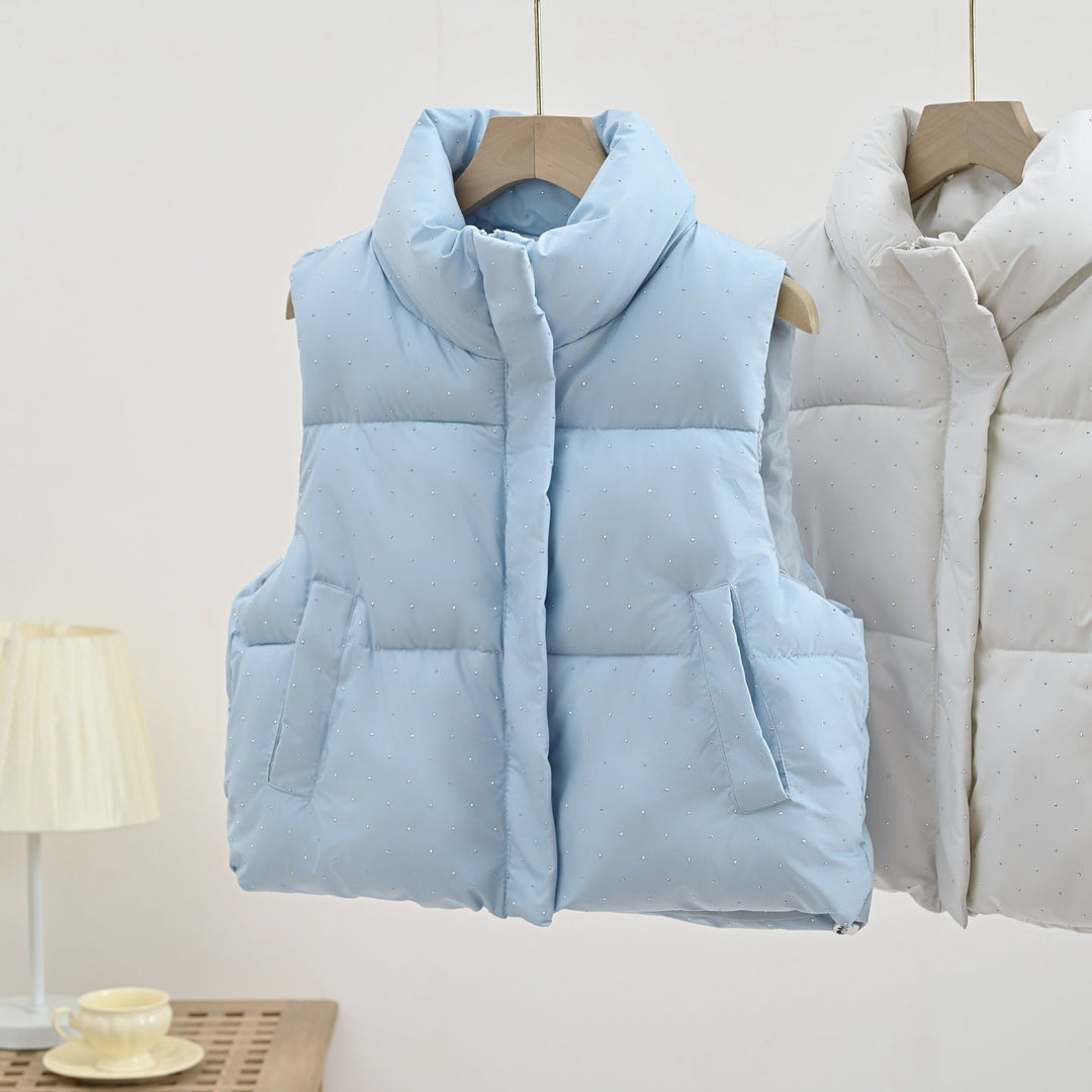 Damska Insulated Sleeveless Ocieplana Gilet z Pikowana Stójka