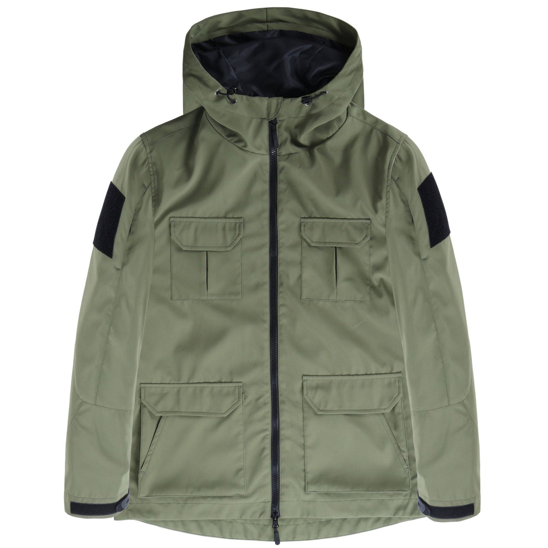 Męska techniczny z kapturem kurtka field z multi-flap utility Kieszenie