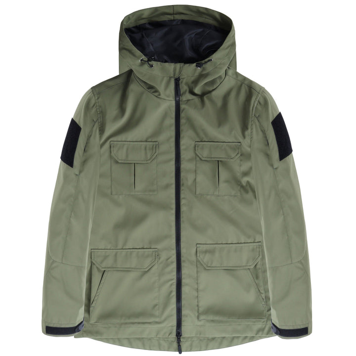 Męska techniczny z kapturem kurtka field z multi-flap utility Kieszenie