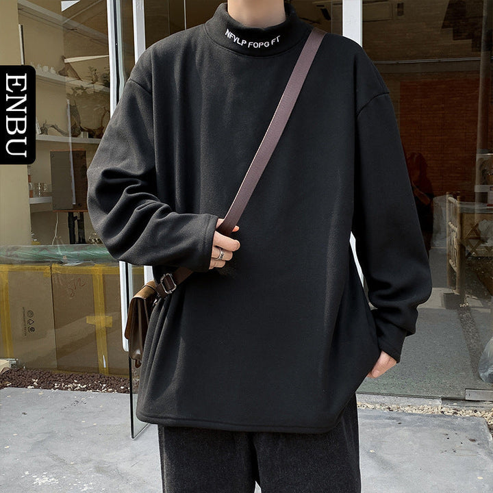 Męska Oversize Stójka Bluza wykonana z Bawełna Mieszanka z Drop Shoulder