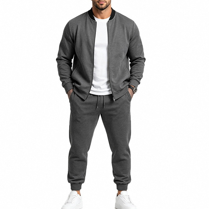 Męska sweat set wykonana z miękki sweat tkanina z kurtka bomberka i tapered jogging spodnie