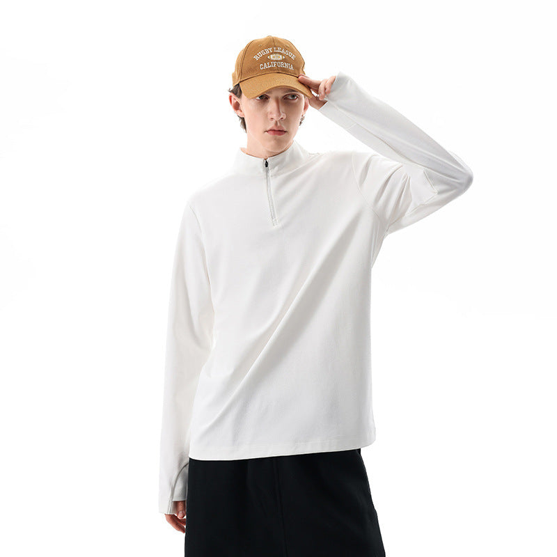 Herren Langärmeliges Halbzip-Bluza mit Stehkragen und weitem Schnitt aus technischem Jersey
