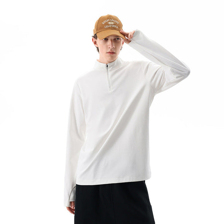 Herren Langärmeliges Halbzip-Bluza mit Stehkragen und weitem Schnitt aus technischem Jersey