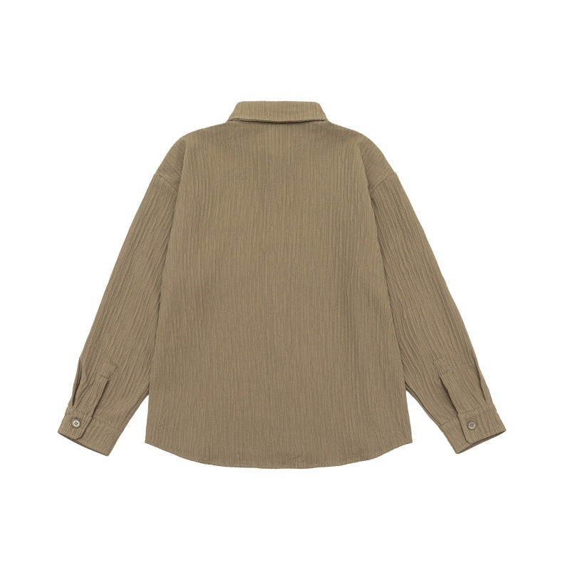 Unisex Textured Oversize Kurtka koszulowa z Waffle Structure i Klatka piersiowa Kieszeń