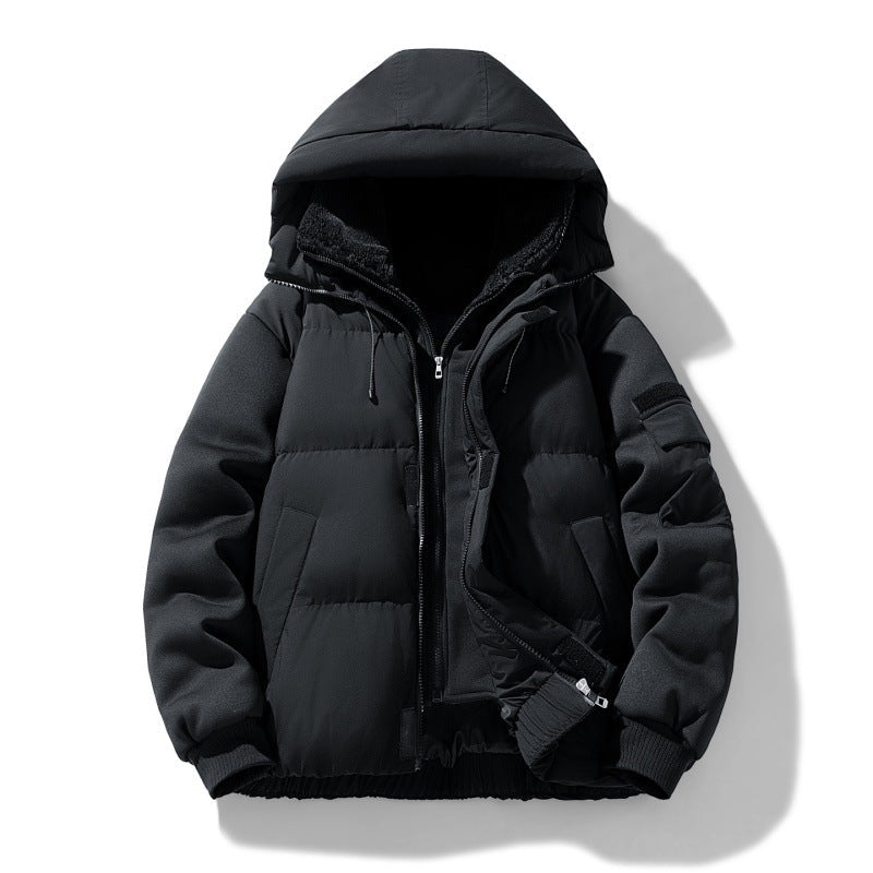 Męska ocieplana kapturemed kurtka z teddy lwwg i contrastwg softshell rękawy