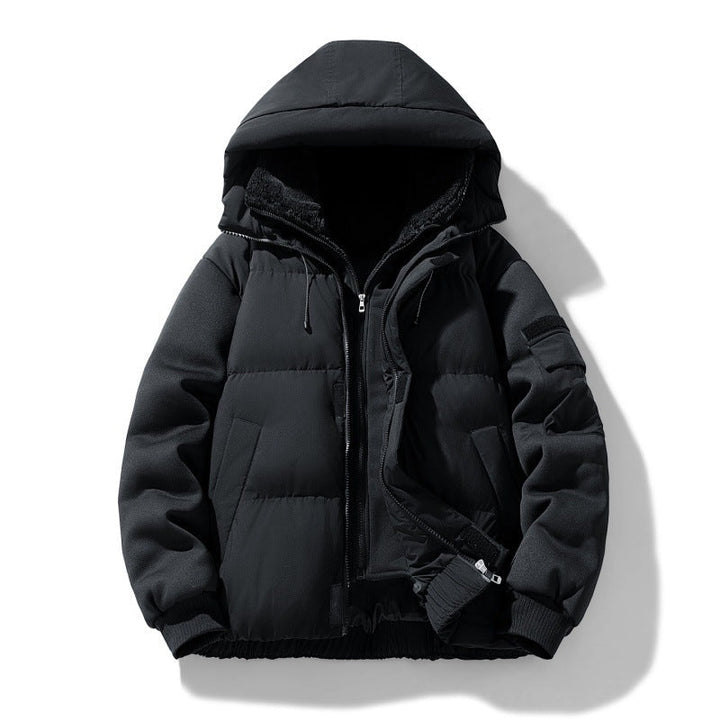 Męska ocieplana kapturemed kurtka z teddy lwwg i contrastwg softshell rękawy