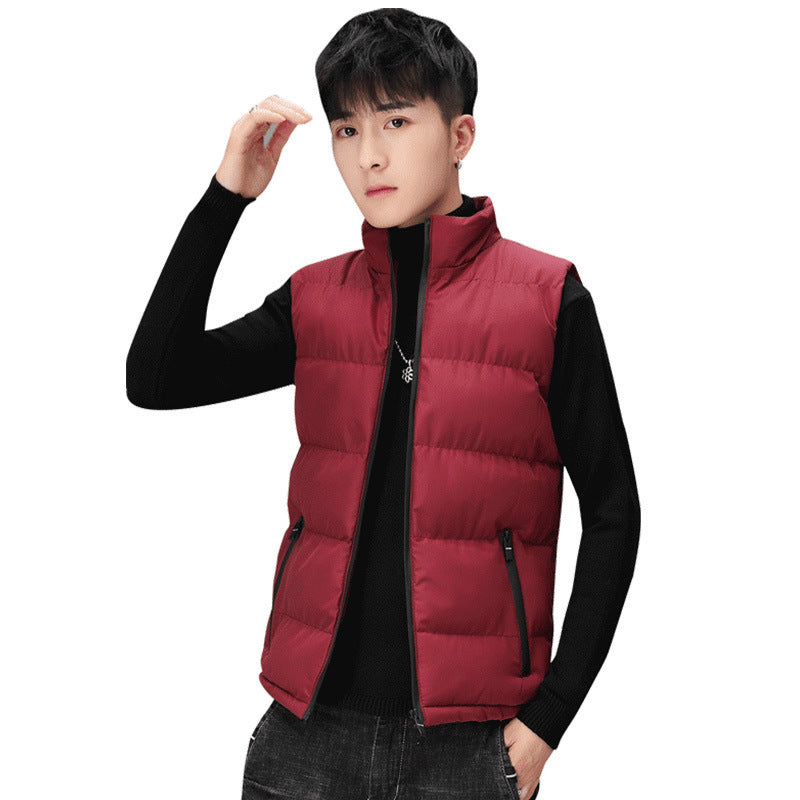 Męski pikowany termiczny waistcoat z kołnierz ze stójką i zippered kieszenie