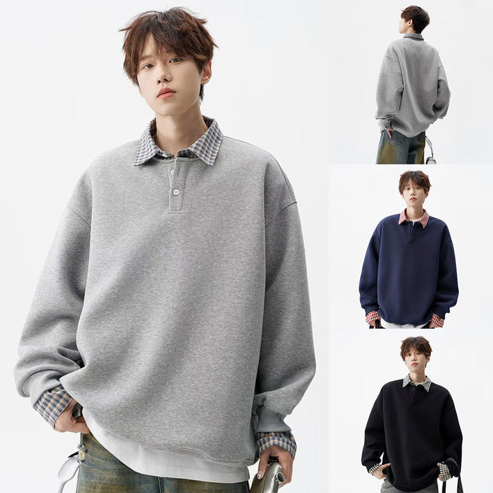 Męska Oversize Bluza z Kołnierz
