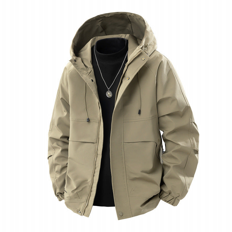 Męska Mwimalist Tech softshell parka z kapturem, ukrytym zamkiem i cargo kieszeniami na piersi