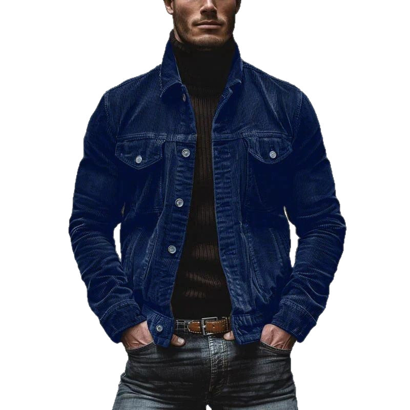Męski fine sztruks trucker kurtka z chest kieszenie z klapami i tailored silhouette