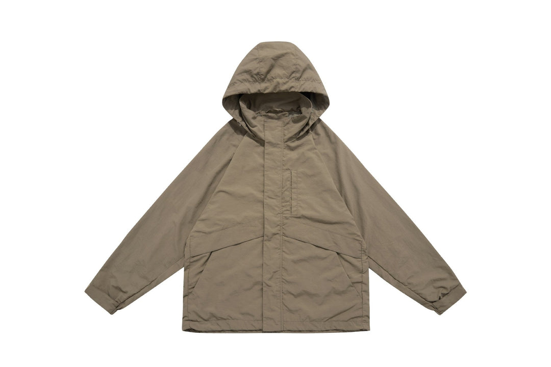 Unisex Szeroki wodoodporna z kapturem parka z ukryty zamek flap i kieszenie z klapkami