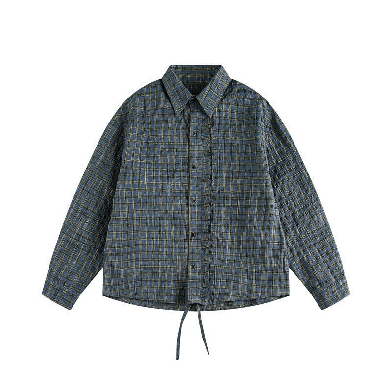 Unisex W kratę Overshirt z Ściągacz Dół i Ukryty Listwa guzikowa