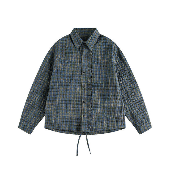 Unisex W kratę Overshirt z Ściągacz Dół i Ukryty Listwa guzikowa