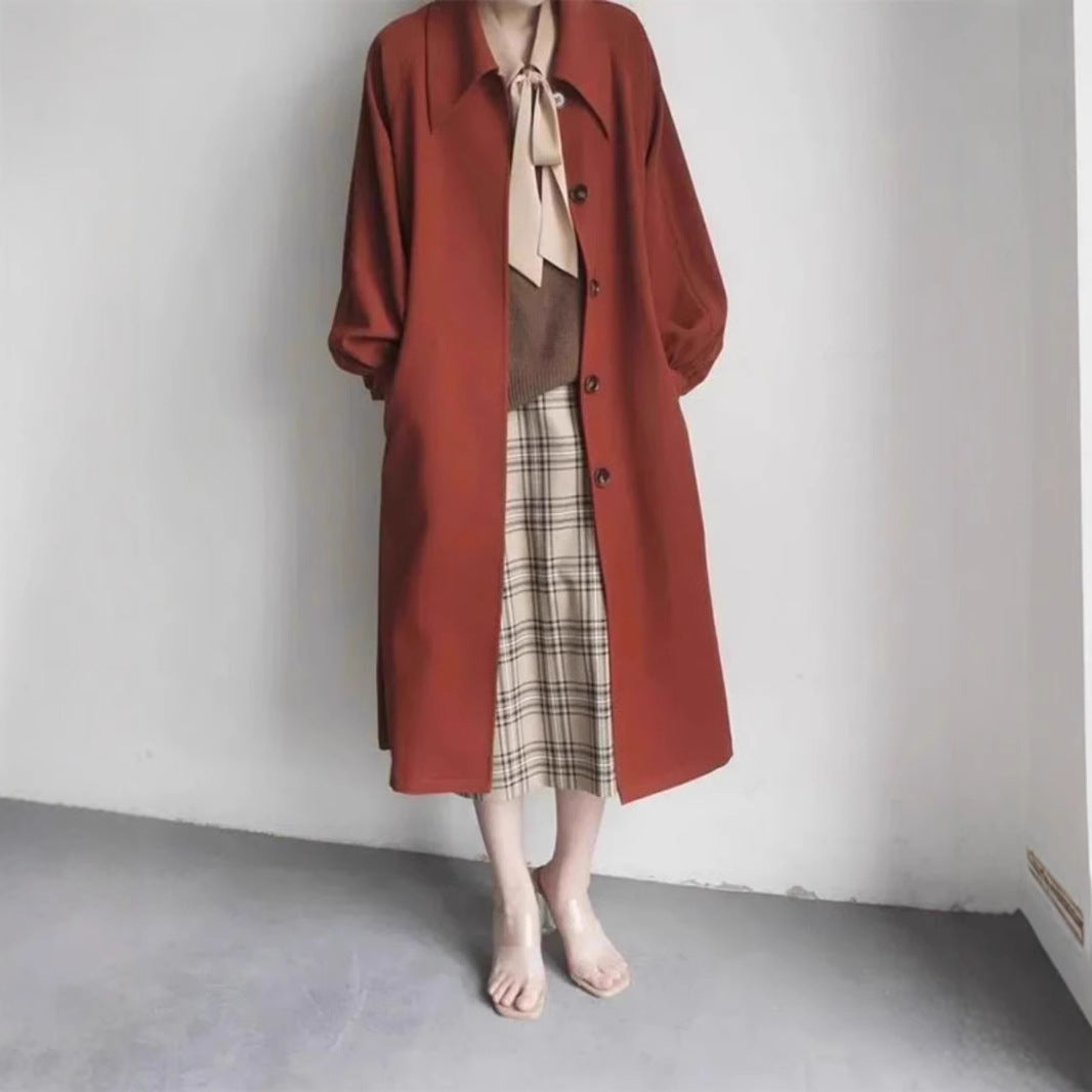 Damska długa Fashionable kurtka z dużymi kołnierzem Lumaza