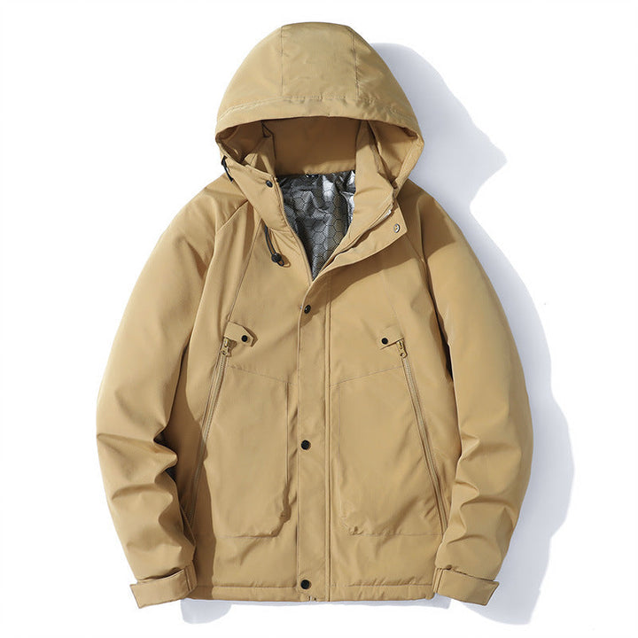 Męska lekka kapturemed kurtka z softshell z termiczny Lwwg i Mwimalist zamkiem kieszeniami